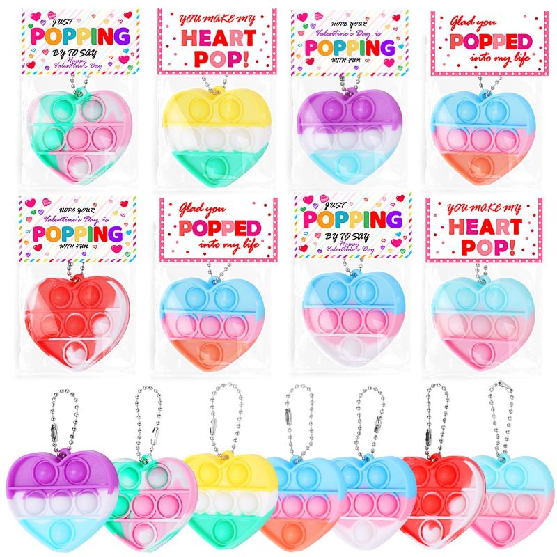 Photo 1 of 28Pcs Heart Shape Pop Fidget Toy with Valentine's Day Card for Kids