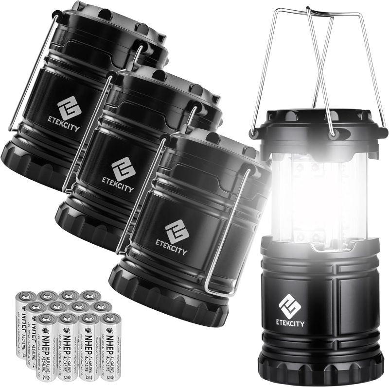 Photo 1 of Etekcity 4 Pack Portable LED Camping Lantern with 12 AA Batteries