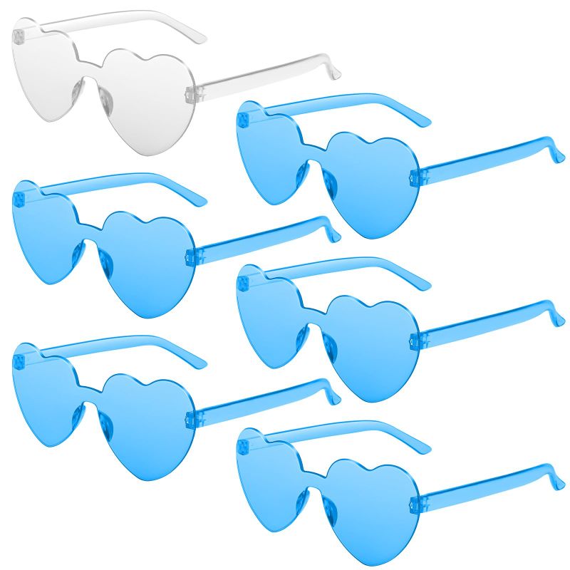 Photo 1 of Chicpop Heart Shaped Sunglasses Candy Color 1 Transparent+5 Blue