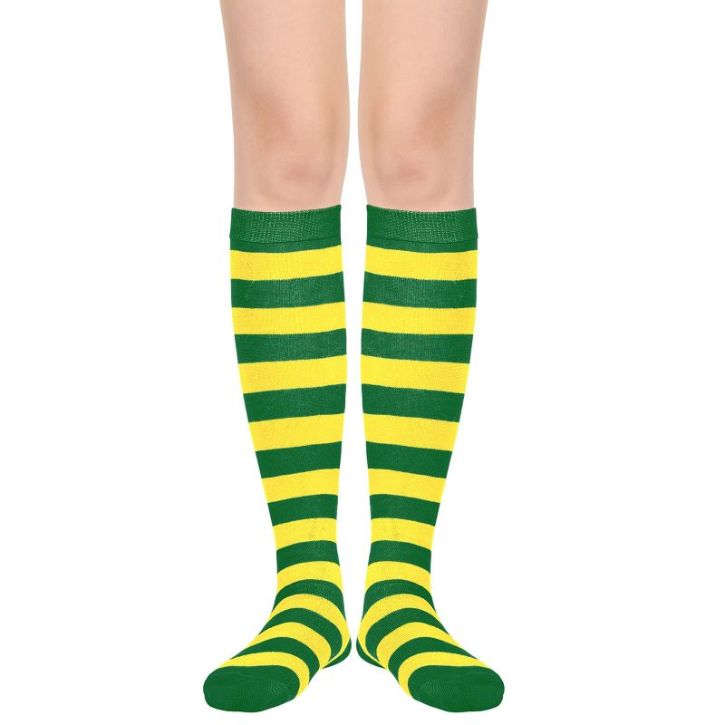 Photo 1 of **BUNDLE OF 2 (NON REFUNDABLE)**
American Trend Striped Knee High Socks - Green/Yellow