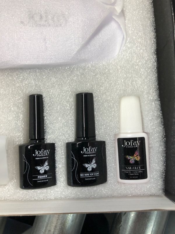 Photo 1 of French Tip Press On Nails Kit, Jofay Fashion x Coat Gel Nail Tips Kit, 288Pcs Brown Medium - Nude Medium Almond