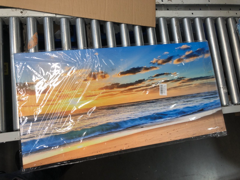 Photo 2 of ***USED - NO PACKAGING***
Large Beach Pictures Wall Art, Sunset Coast Nature Landscape - 20 x 40 Inch