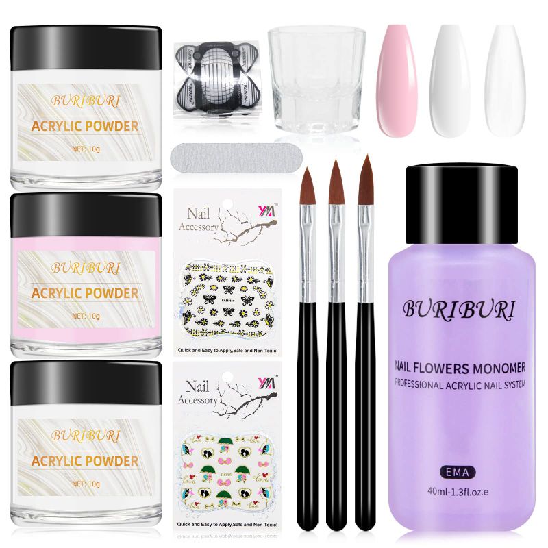 Photo 1 of **BUNDLE OF 2 (NON REFUNDABLE)**
BURIBURI Acrylic Nail Powder Gifts Set 11Pcs with Acrylic Nail Brush