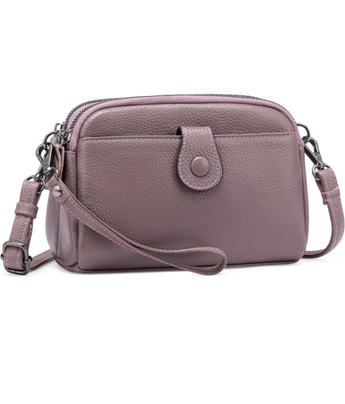 Photo 1 of **MISSING STRAP-GREY COLOR**
GAEKEAO Crossbody Bags for Women Small Genuine Leather Shoulder Purse Cross Body Bag with Wristlet Top Zipper