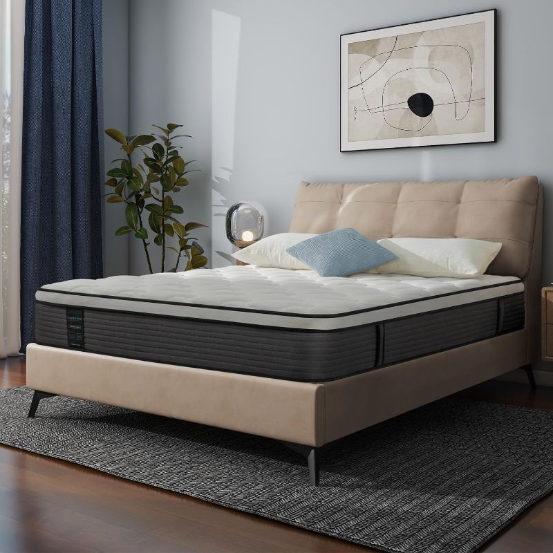 Photo 1 of *****STOCK IMAGE FOR SAMPLE*****
King Size Mattress, Pillow Top Hybrid Mattress 12 inch, Medium Firm 