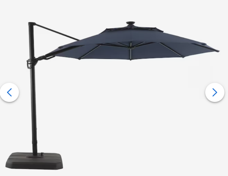 Photo 1 of ***read notes***
allen + roth 11-ft Blue Solar Powered Crank Cantilever Patio Umbrella with Base
