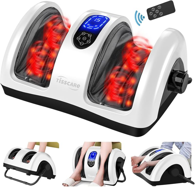 Photo 1 of (NON-REFUNDABLE) TiSSCARE Shiatsu Massage Foot Massager Machine - Improves Blood Flow Circulation, Deep Kneading & Tissue with Heat/Remote, Neuropathy, Plantar Fasciitis, Diabetics, Pain Relief White