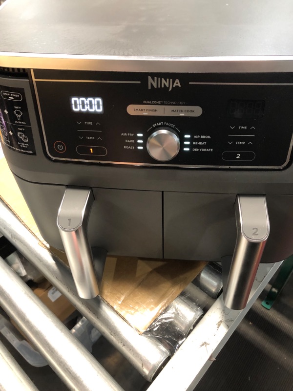 Photo 2 of (opened for inspection)(see all images) Ninja DZ401 Foodi 10 Quart 6-in-1 DualZone XL 2-Basket Air Fryer with 2 Independent Frying Baskets