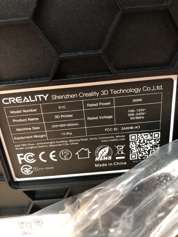 Photo 5 of ***OPENED FOR INSPECTION***
Creality K1C 3D Printer Up to 600mm/s Fast Speed, Reliable Carbon Fiber Printing, Anti-Vibration Design, Auto Calibration for Leveling, Pre-Assembled & Smart OS 3D High Speed Printer