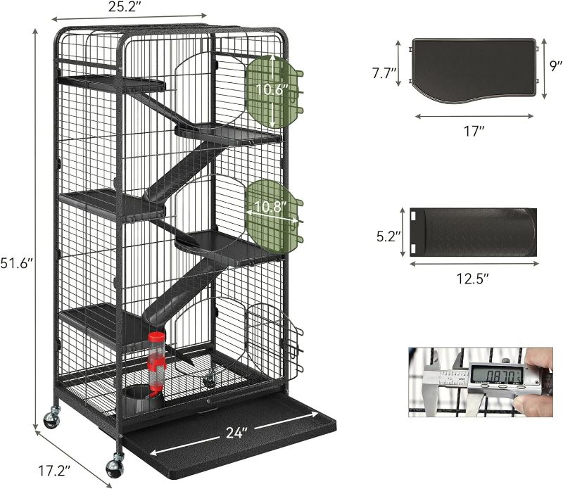 Photo 4 of (NON-REFUNDABLE) YINTATECH 52-inch Metal Ferret Chinchilla Rat Cage Small Animal Cage with Rolling Stand Indoor Outdoor for Squirrel/ Guinea Pig/ Bunny/ Cat/ Rabbit