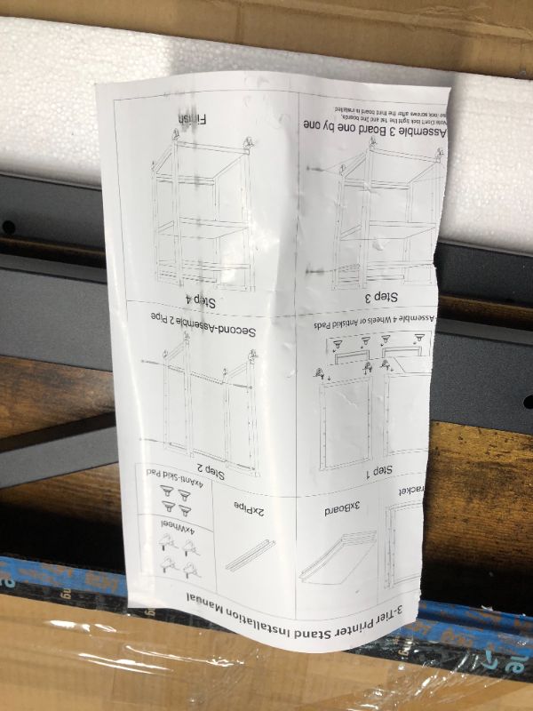 Photo 3 of ***USED - INSTRUCTIONS RIPPED IN HALF - LIKELY MISSING PARTS - UNABLE TO VERIFY FUNCTIONALITY***
Natwind 3-Tier Movable Printer Stand with Storage Rolling Floor-Standing Deskside Shredder Computer Host Stand Adjustable Storage Shelf Rack on Wheels for Off