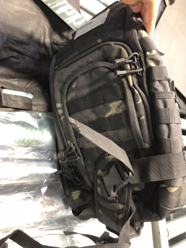 Photo 1 of DBTAC Tactical Shoulder Chest Pack for Concealed Carry of Handgun, Tactical Sling Bag for EDC, Travel, Outdoor Sports 15" x 8" x 5" Single Strap backpack Black Camo