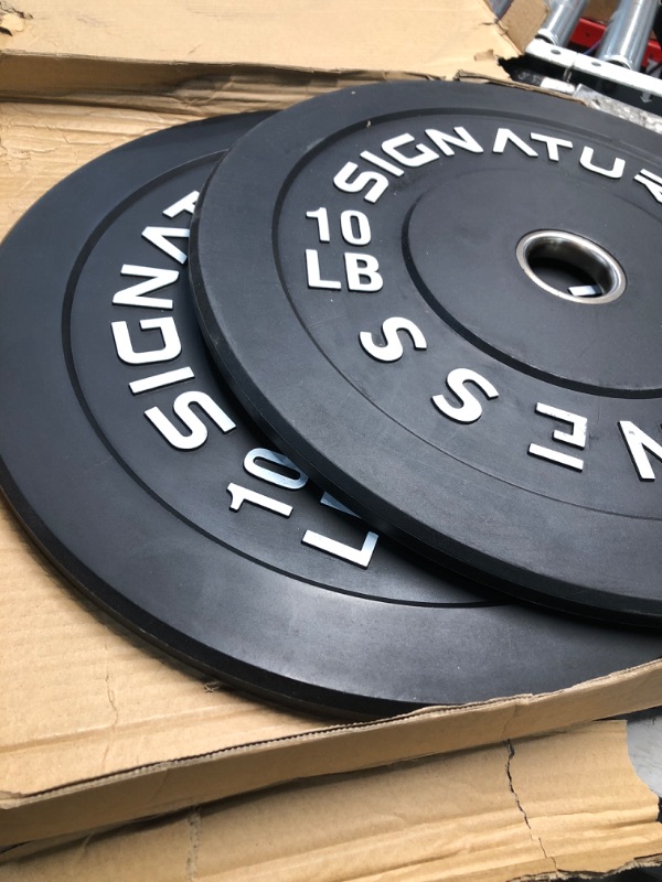 Photo 3 of ***READ NOTES***
Signature Fitness 2" Olympic Bumper Plate Weight Plates with Steel Hub, Pairs, Sets or Sets with 7FT Olympic Barbell, Multiple Options