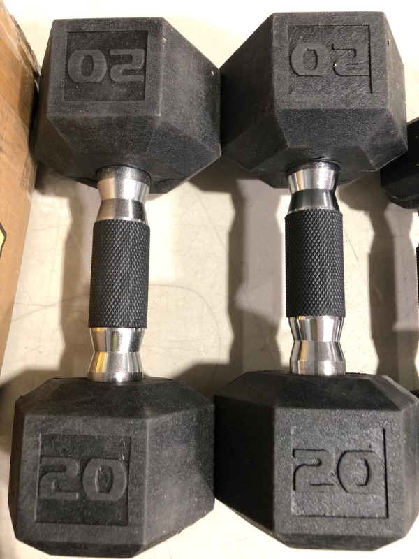 Photo 2 of (2 20lbs. 2 5lbs) CAP Barbell -Coated Hex Dumbbell Weight Set with Comfort Grip