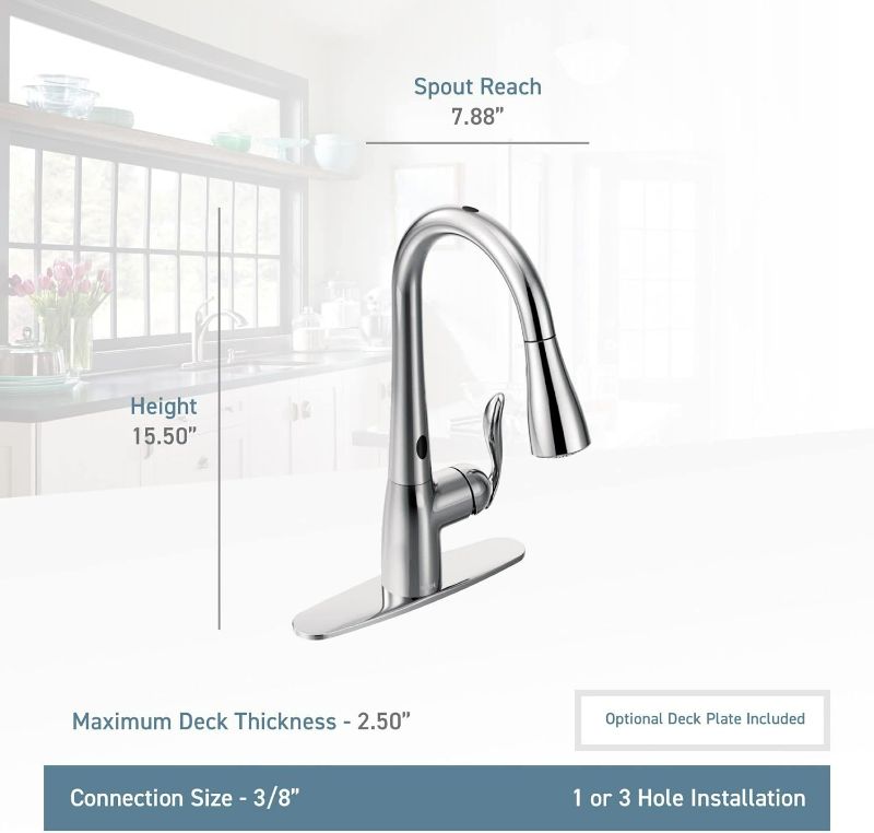 Photo 3 of (N0N-REFUNDABLE) Moen Arbor Spot Resist Stainless Motionsense Two-Sensor Touchless One-Handle Pulldown Kitchen Faucet Featuring Power Clean, 7594ESRS Spot Resist Stainless Touchless 1st Gen Kitchen Faucet 