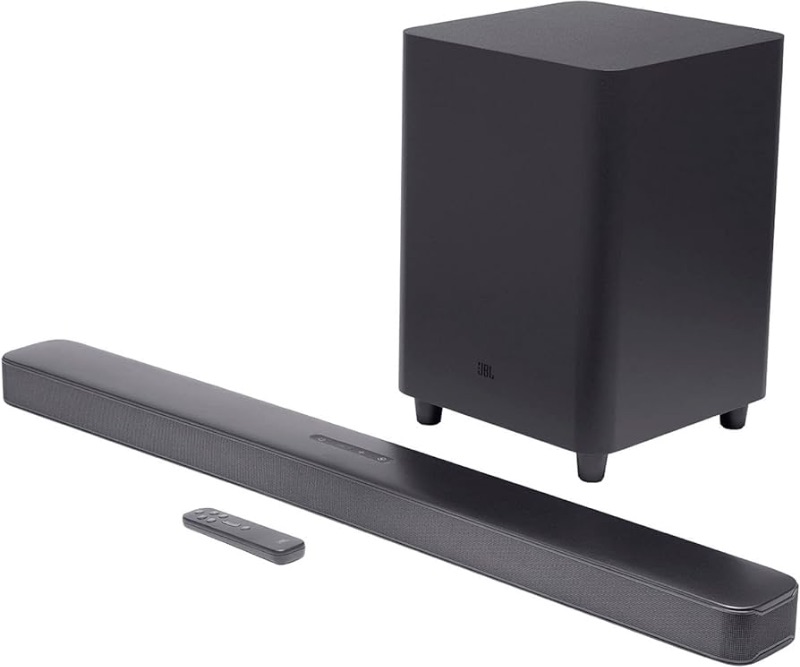 Photo 1 of JBL Bar 5.1 - Soundbar with Built-in Virtual Surround, 4K and 10" Wireless Subwoofer (JBL2GBAR51IMBLKAM), Black