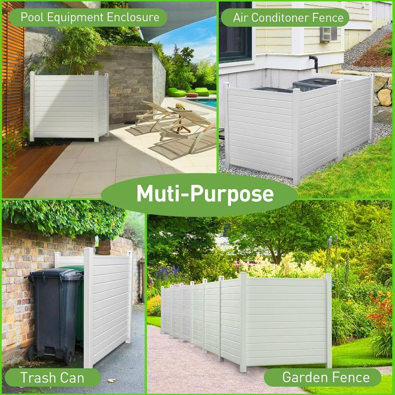 Photo 4 of (NON-REFUNDABLE) Caprihom 50"W X 50"H Air Conditioner Fence Screen Trash Can Enclosure Vinyl Privacy Fence Screen Panel Pool Equipment Enclosure Outdoor Privacy Screens and Panels Kit (2-Pack) 50"W X 50"H(Horizontal)