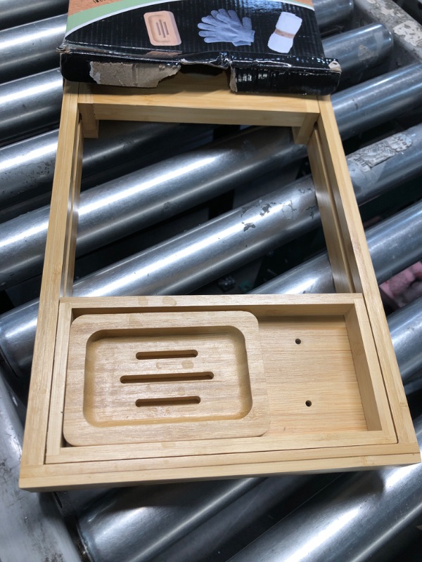 Photo 1 of Temple Spring Bath Caddy - Extendable Bath Tray for Bathtub with Candle, Wine Glass, Book, iPad & Phone holders - Adjustable Bath Table shelf over tub with bathroom accessories - (Bamboo Natural Wood)