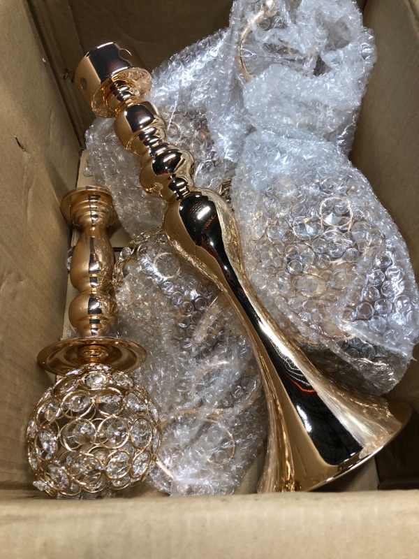 Photo 2 of **NON  REFUNDABLE NO RETURNS SOLD AS IS**PARTS ONLY**READ**
Dandat 2 Pack 5 Arms Gold Candelabra Centerpiece with Crystal Pendant 26 Inch Tall Floor Crystal Candelabra Chandelier Crystal Beaded Candle Holder Table Centerpieces Wedding Party Dinner Formal 