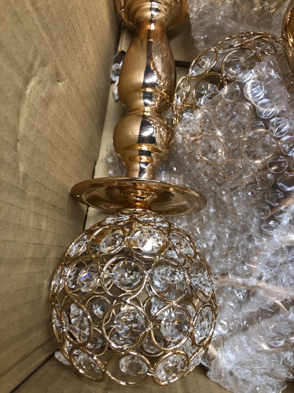 Photo 3 of **NON  REFUNDABLE NO RETURNS SOLD AS IS**PARTS ONLY**READ**
Dandat 2 Pack 5 Arms Gold Candelabra Centerpiece with Crystal Pendant 26 Inch Tall Floor Crystal Candelabra Chandelier Crystal Beaded Candle Holder Table Centerpieces Wedding Party Dinner Formal 