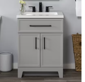 Photo 1 of **DAMAGED READ NOTES**Style Selections Potter 24-in Gray Single Sink Bathroom Vanity 