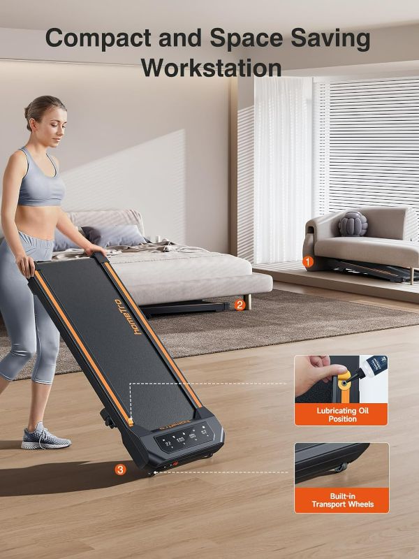 Photo 5 of (NON-REFUNDABLE) 2.5HP Walking Pad with Incline, Compact Treadmill for Home/Office, Portable Under Desk Treadmills 300lbs for Jogging/Running, with LED Display/APP&Remote Control/Handy Lube Hole, Assembly Free
