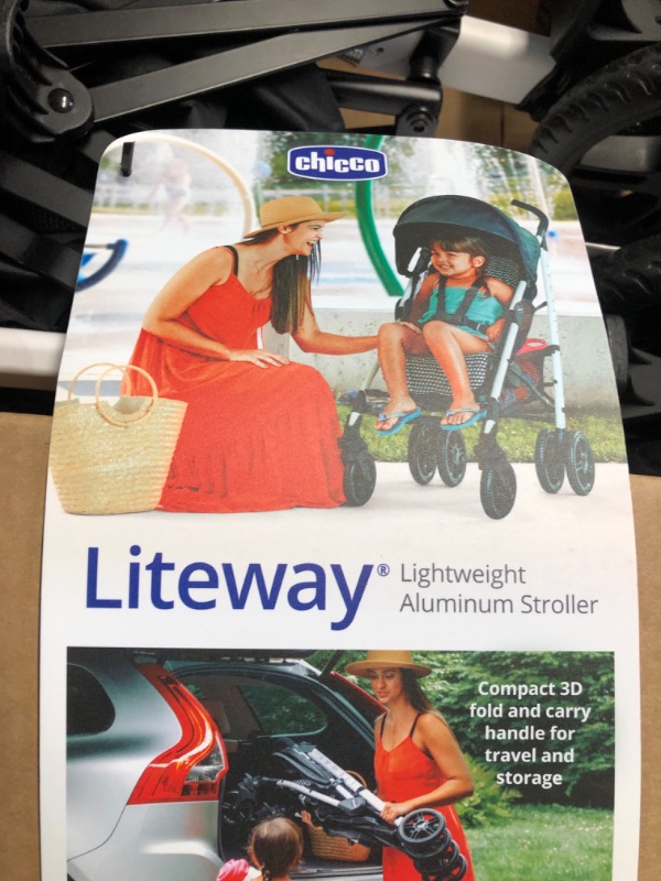 Photo 1 of Chicco Liteway Stroller, Compact Fold Baby Stroller with Canopy, Lightweight Aluminum Frame Umbrella Stroller, for Use with Babies and Toddlers up to 40 lbs. | Cosmo/Black/White