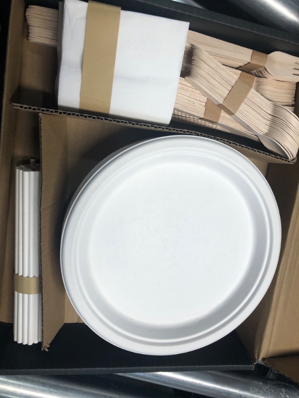 Photo 2 of **MISSING CUPS SHOWN IN STOCK PHOTO**
SOL ECO 350 PCS Square Paper Plates, Heavy-Duty Biodegradable Plates 