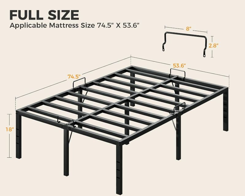 Photo 4 of (NON-REFUNDABLE) KKL King Size Bed Frame, Heavy Duty Steel Platform Bed Frames with Mattress Retainer Bar, 14 Inch Storage Space Beneath Bed, No Box Spring Needed, Easy Assembly, Noise Free 14 Inch King