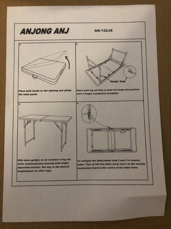 Photo 7 of ***MINOR DAMAGE*SMALL DENT IN SIDE OF PLASTIC TABLE*PICTURED***
ANJONG ANJ 4ft Folding Table Outdoor Tables Picnic Table Barbecue Camping Tables Courtyard Leisure Portable Tables Balcony Table White 4FT