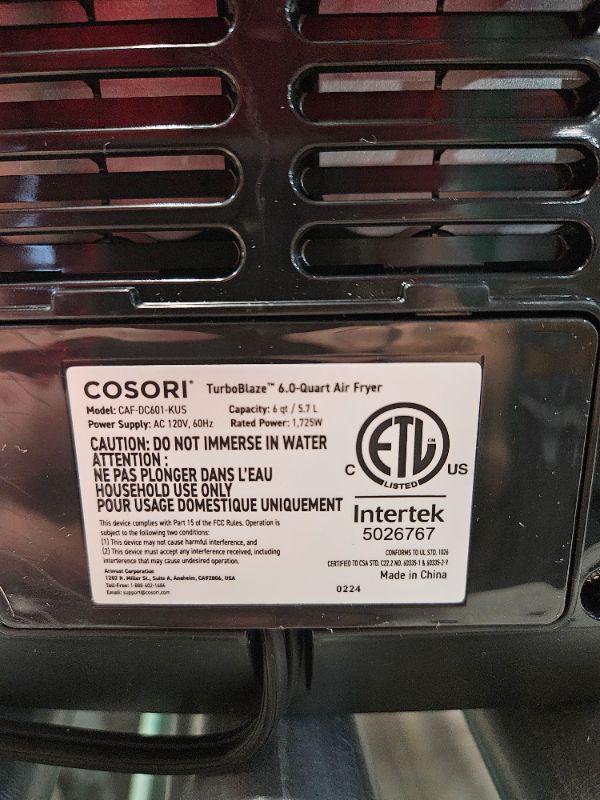 Photo 4 of **OPEN BOX - APPEARS UNUSED**
COSORI Next Generation TurboBlaze 6.0 Quart Dark Gray