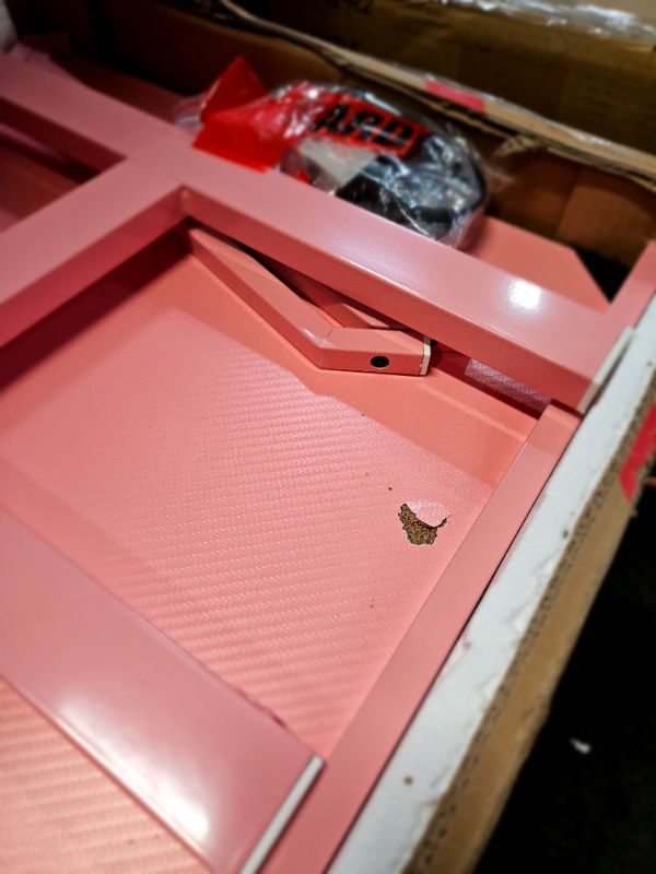 Photo 1 of **DAMAGED**
Bestier Small Gaming Desk with Monitor Stand, 42 inch LED Computer Desk, Pink 42"