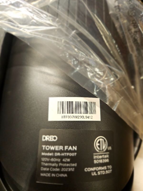 Photo 3 of Dreo Nomad One Tower Fan with Remote, 24ft/s Velocity Quiet Cooling Fan (DR-HTF007) Black Standard