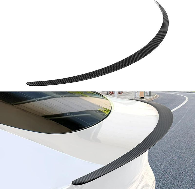 Photo 1 of TSLDRV 2024 Newest Real Carbon Fiber Spoiler for Tesla Model Y 2024-2020 Sporty Rear Trunk Lip for Tesla Model Y Accessories 2024-2020 Matte Black