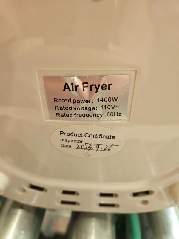 Photo 3 of **NON-REFUNDABLE - FOR PARTS ONLY**
Yangming Air Fryer, 8 Quart, 10 Touch Screen (White)