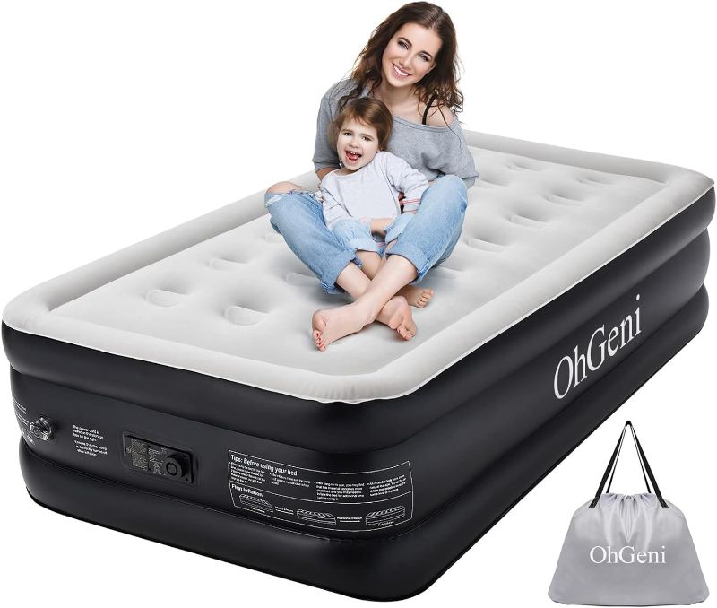 Photo 1 of **UNABLE TO TEST**
OhGeni King Air Mattress with Built-in Pump for Guest, 18" Tall Inflatable Twin