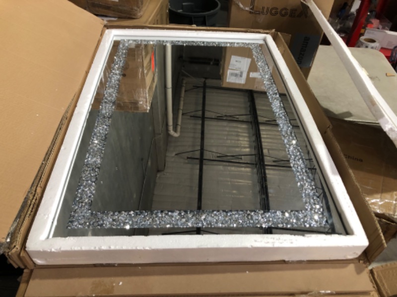 Photo 3 of ***DAMAGED - CORNER BROKEN - SEE PICTURES***
GOAND Crystal Decorative Mirror-23.6"x35.4" Rectangle Gorgeous Silver Mirror