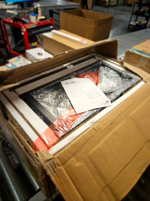 Photo 1 of Rolanstar End Table with Charging Station, Narrow Nightstand 2 Grey