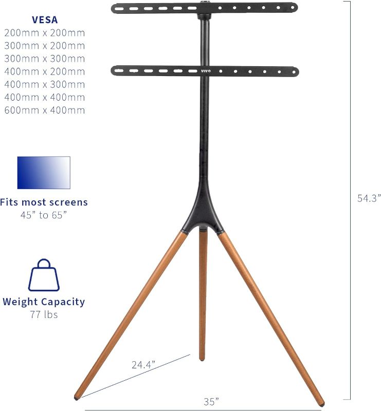 Photo 3 of (NON-REFUNDABLE) UPGRAVITY Easel TV Stand with Tripod Base for 45-65 inch LED LCD OLED Flat Screens, Black