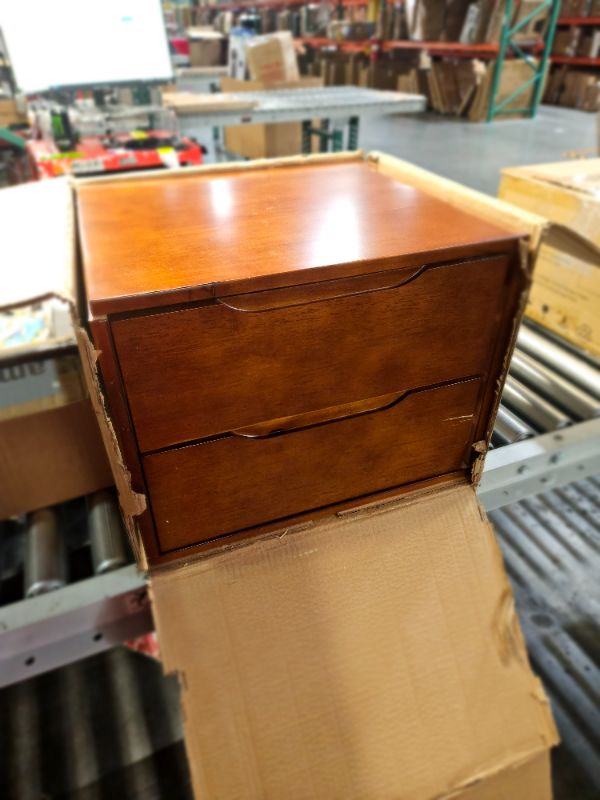 Photo 2 of **BROKEN**
Solid Wood Nightstand, Bedside Table with 2 Drawer, Mid-Century Modern Night Stand, Walnut