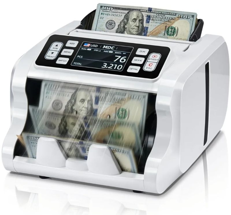 Photo 1 of MUNBYN IMC09 Mixed Denomination Money Counter Machine, Value Counting, UV/MG/IR/MT Bill Counter, 3.5" 