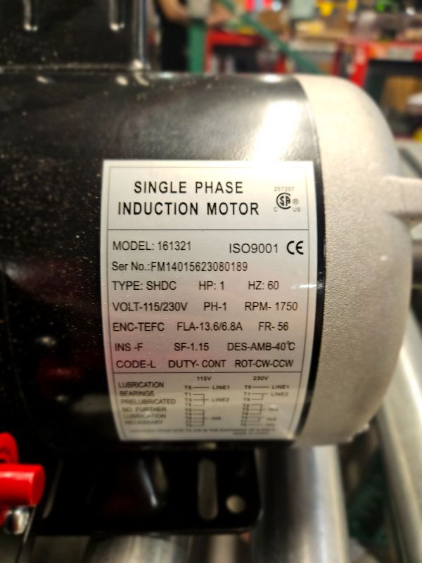 Photo 3 of **UNABLE TO TEST**
1 HP Electric Motor Farm Duty Single Phase Motor 1750RPM 115V/230V 56 Frame 13.6/6.8A CW/CCW TEFC