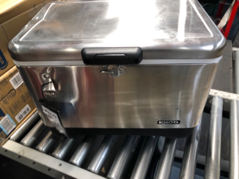 Photo 4 of ***DAMAGED - NO PACKAGING - SEE COMMENTS***
Igloo 54 Qt Steel Belted Legacy Stainless Steel Cooler with Bottle Opener