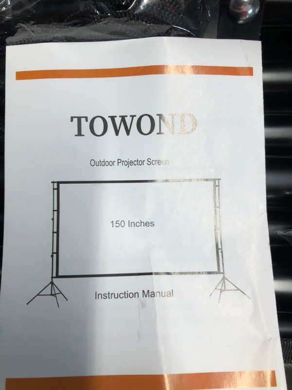 Photo 2 of Projector Screen and Stand,Towond 150 inch Indoor Outdoor Projection Screen, Portable 16:9 4K HD Rear Front Movie Screen with Carry Bag Wrinkle-Free Design for Home Theater Backyard Cinema 150'' with stand