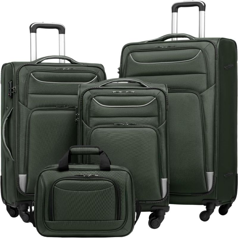 Photo 1 of ***USED - LIKELY MISSING PARTS - UNABLE TO VERIFY FUNCTIONALITY***
Coolife Luggage 4 Piece Set Suitcase TSA Lock Spinner Softshell lightweight (dark green)