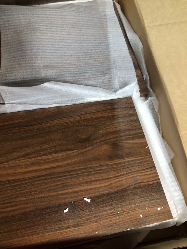 Photo 1 of AMHANCIBLE Record Player Stand with Charging Station, Turntable Stand with Storage Cabinet, 3 Tier End Table Hold Up to 200 Albums, Record Stand for Vinyl, Living Room, Rustic Brown, HETCD01BR-1 Brown Small