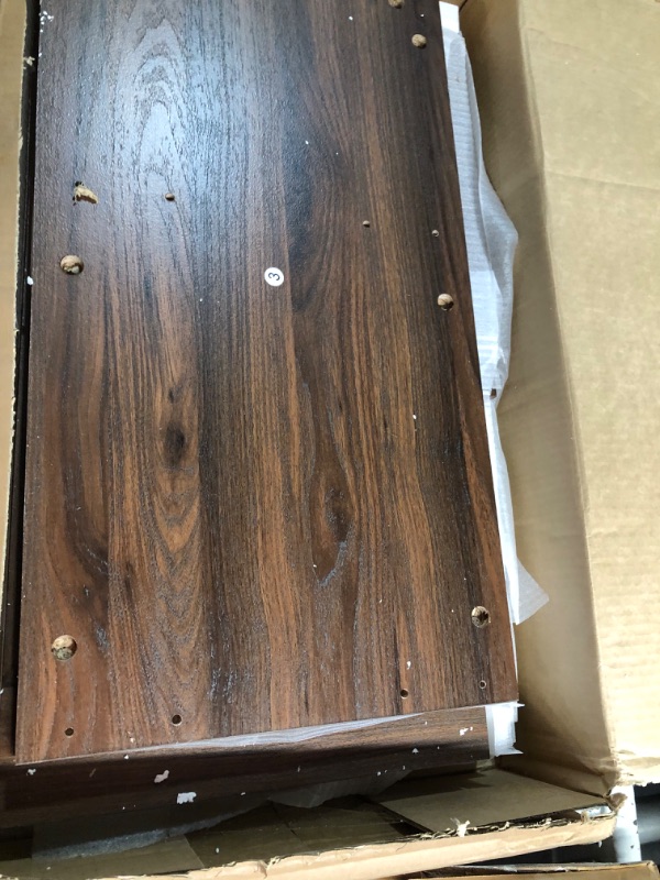 Photo 1 of AMHANCIBLE Record Player Stand with Charging Station, Turntable Stand with Storage Cabinet, 3 Tier End Table Hold Up to 200 Albums, Record Stand for Vinyl, Living Room, Rustic Brown, HETCD01BR-1 Brown Small