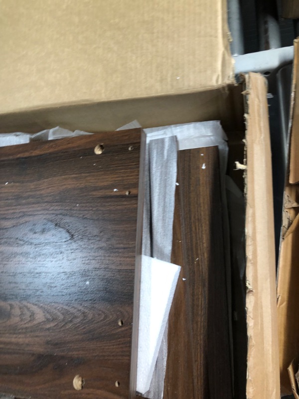 Photo 1 of AMHANCIBLE Record Player Stand with Charging Station, Turntable Stand with Storage Cabinet, 3 Tier End Table Hold Up to 200 Albums, Record Stand for Vinyl, Living Room, Rustic Brown, HETCD01BR-1 Brown Small