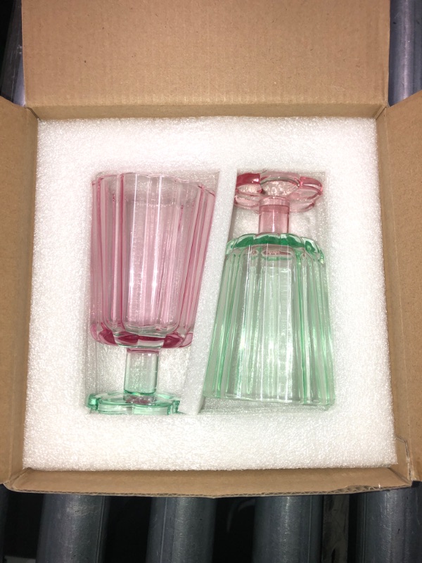 Photo 2 of (READ FULL POST) Cute Wine Glasses Set of 2,Funky Wine Glasses,Vintage Tall Glass, for Friends Colorful Wine Glasses-Present Gift-Box
