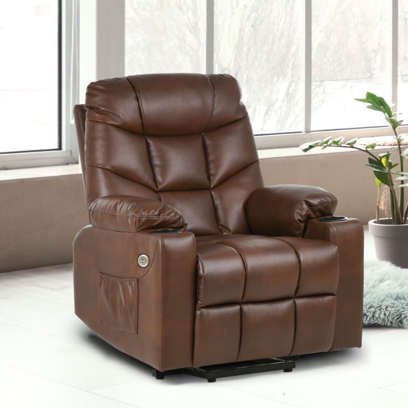 Photo 1 of ***USED - DAMAGED - NO PACKAGING - SEE COMMENTS***
Dextrus Power Lift Recliner Chair Heated PU Leather with Massage, Brown